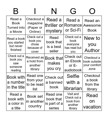 Adult Summer Reading Program Bingo Card