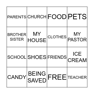 THANKFUL Bingo Card