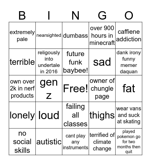 NERFCAT BINGO Card