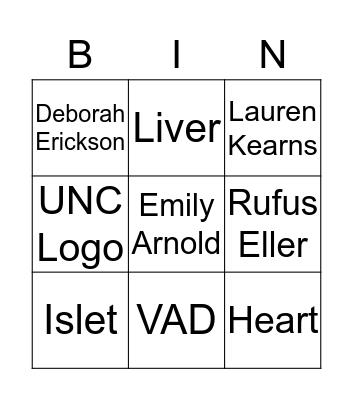 Transplant BINGO Card