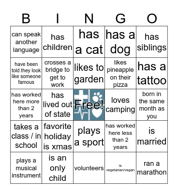 Getting To Know You Bingo Card