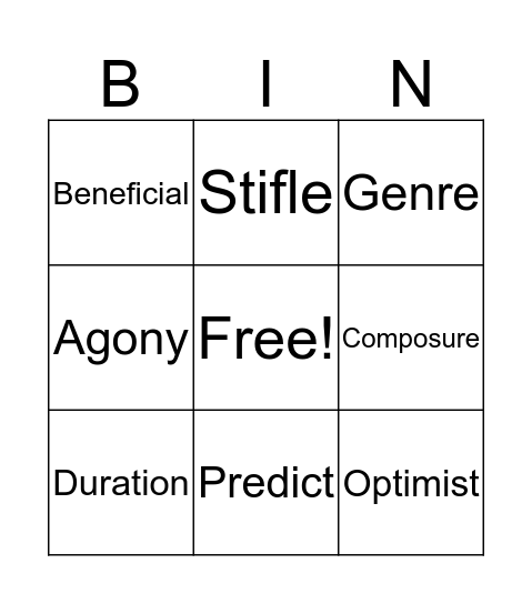 Unit 7 Vocab Bingo Card