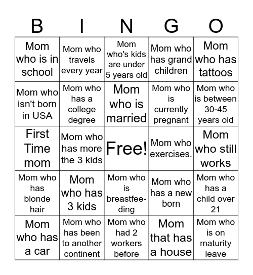 Happy Mother's Day ! Bingo Card