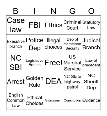 Unit 1 Bingo Card
