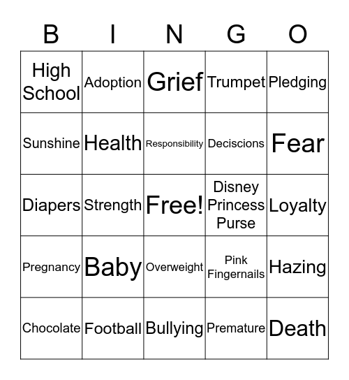 November Blues   Bingo Card