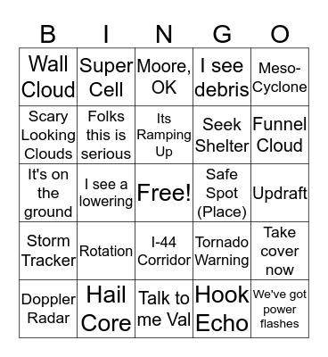 Severe Weather Bingo Card