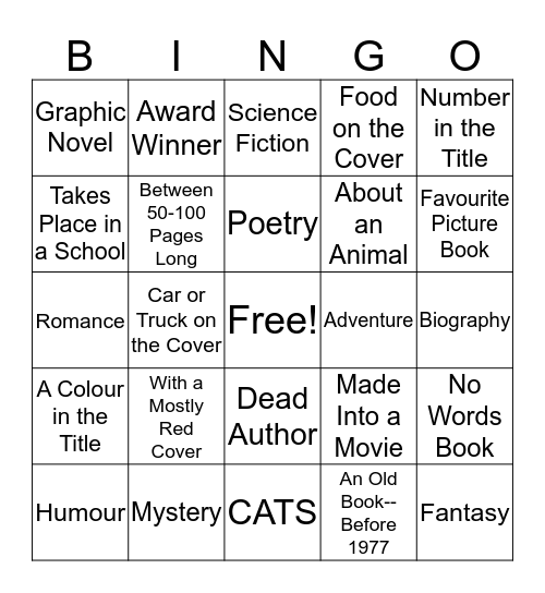 Something New to Read Bingo Card