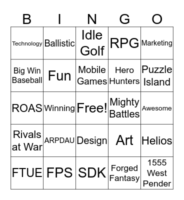 Hothead Bingo Card