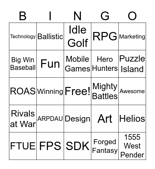 Hothead Bingo Card