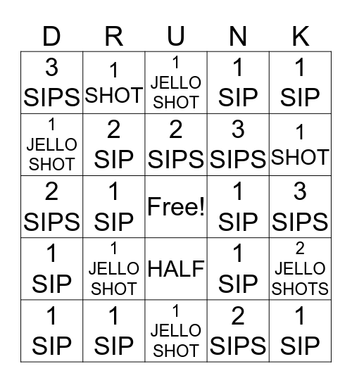 DRUNK BINGO  Bingo Card