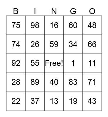 C&'M Printing BINGO!! Bingo Card