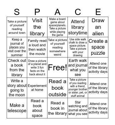 Space Exploration Bingo Card