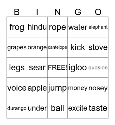 Untitled Bingo Card