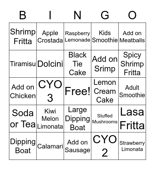 ToGo Bingo Card