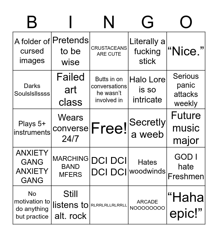 Crawfish Bingo Card