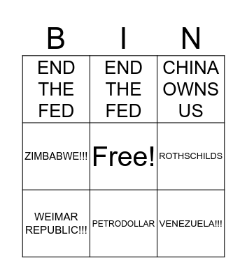 Most Common Arguments Against MMT Bingo Card