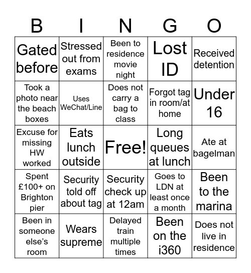 Template by @memes.brighton Bingo Card