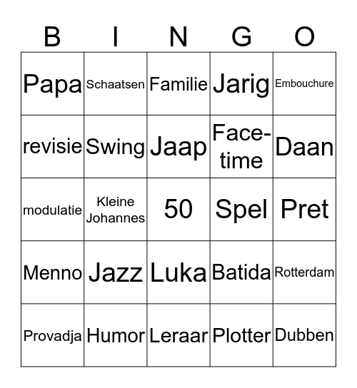 Jaap 50!!!! Bingo Card