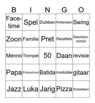 Jaap 50!!!! Bingo Card
