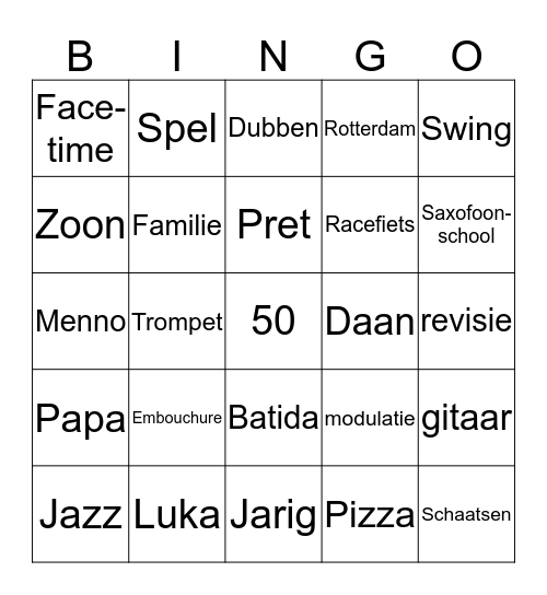 Jaap 50!!!! Bingo Card
