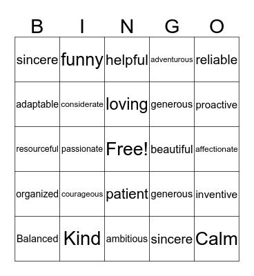 Staff Appreciation BINGO Card