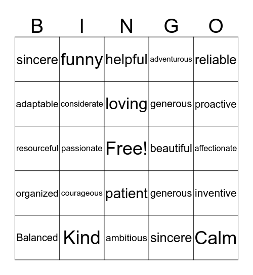 Staff Appreciation BINGO Card