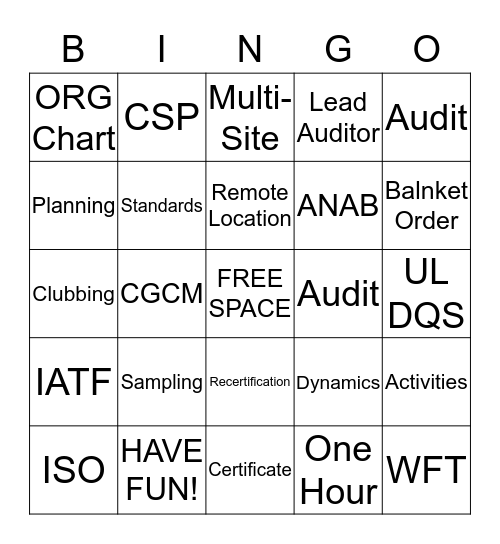 UL DQS BINGO Card