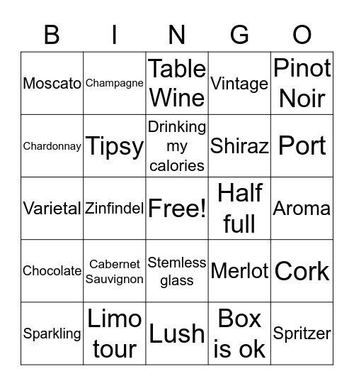 Wine! Bingo Card