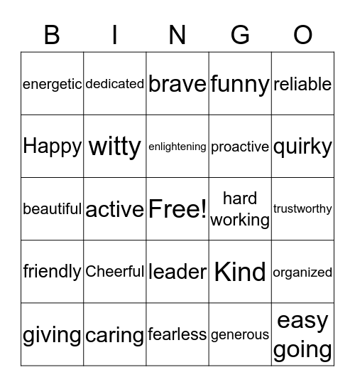 Staff Appreciation BINGO Card