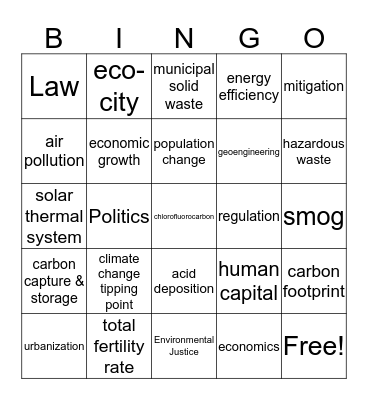 Vocab 70-100 Bingo Card