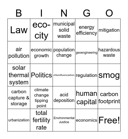 Vocab 70-100 Bingo Card