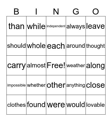 April & May Snap Word Bingo Card