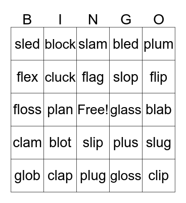 L Blends Bingo Card