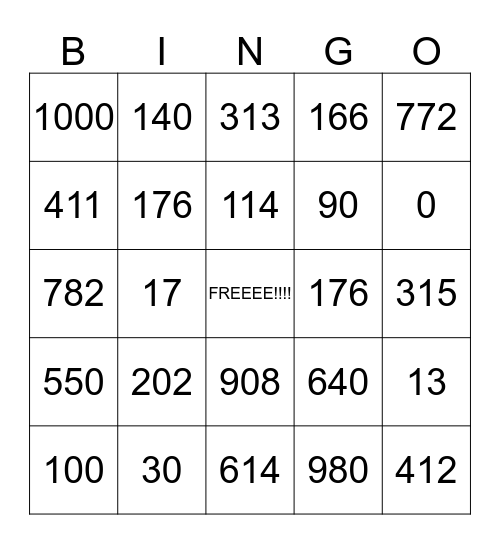 numeros  Bingo Card