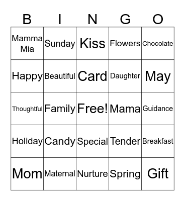 Mother's Day Bingo Card