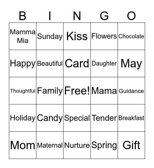 Mother's Day Bingo Card