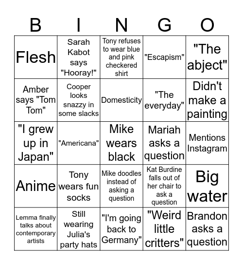 BFA Bingo Round 2 Bingo Card