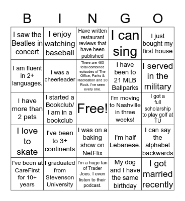 The Autograph Game Bingo Card