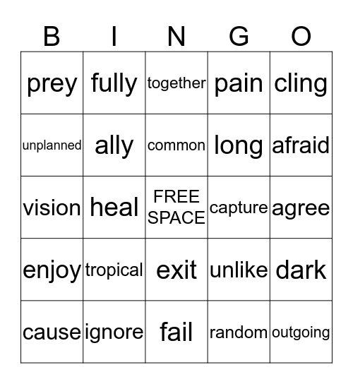 Antonyms  Bingo Card