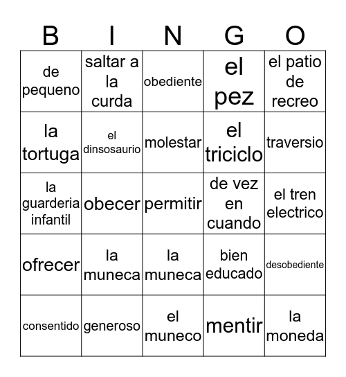 chapter 4a  Bingo Card