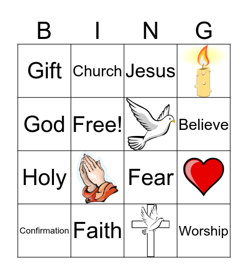 Confirmation Bingo Card