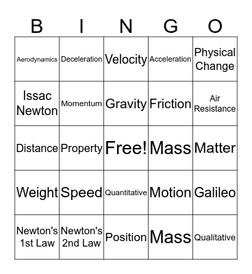 Science Bingo Card