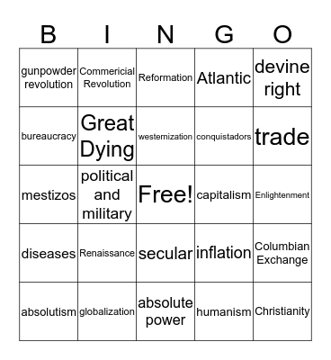 First Global Age Bingo Card