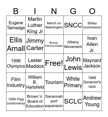 Modern Georgia & Civil Rights  Bingo Card