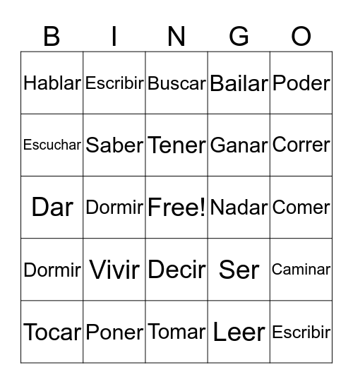 Present Subjunctive Bingo Card
