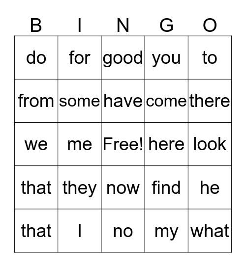 Marianella's Sight Words Bingo Card