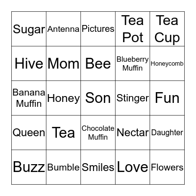Bumble Bee Tea Bingo! Bingo Card