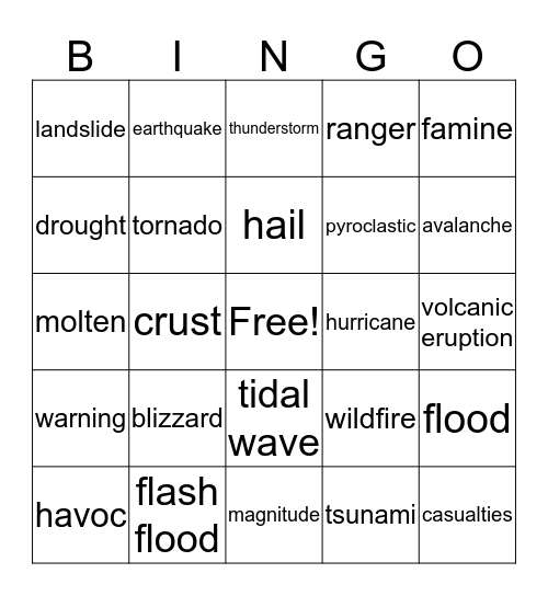 Wild Nature Bingo Card