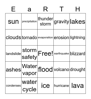 Our Changing Earth Bingo Card