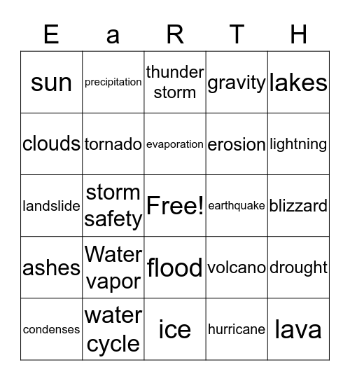 Our Changing Earth Bingo Card